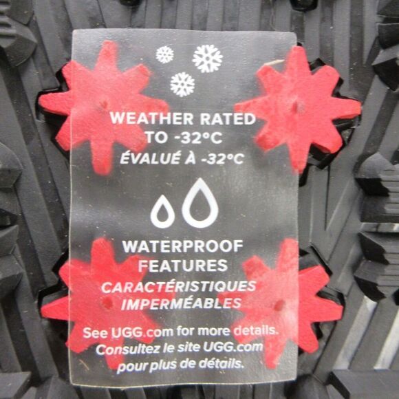 UGG Emmett Waterproof Leather Duck Boots Hi Sz 12 Black Lug Sole Winter Snow NWT - Picture 10 of 12